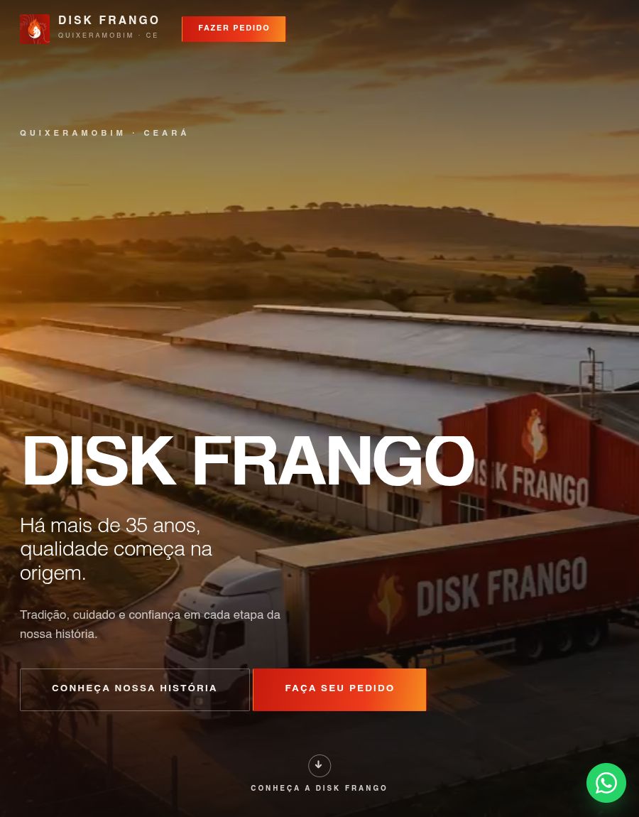 Site da Disk Frango, feito pela LC Digital