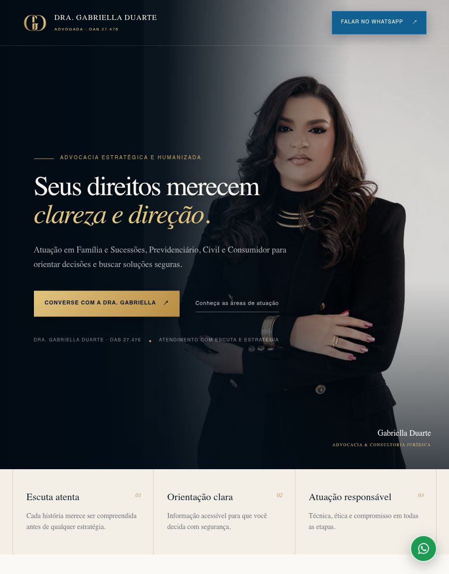 Site da Dra. Gabriella Duarte, feito pela LC Digital